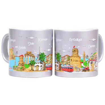Antalya Region Themed Customised Serigraphy Printed Ceramic Mug 82x90 mm - 9