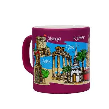 Toptan Antalya Bölgesi Temalı Seramik Renkli Baskılı Kupa Model B 82x90 mm - 3
