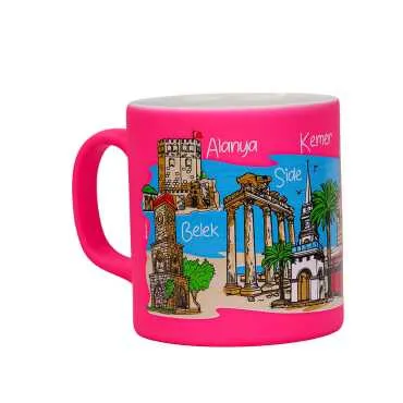 Toptan Antalya Bölgesi Temalı Seramik Renkli Baskılı Kupa Model B 82x90 mm - 5