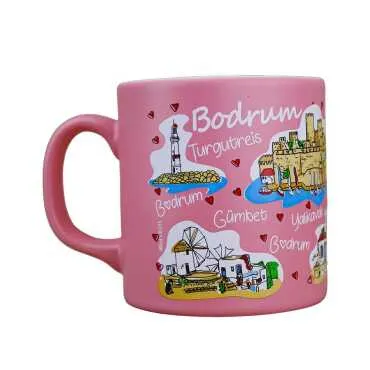 Wholesale Bodrum Themed Ceramic Colorful Printed Mug Model B 82x90 mm - 4