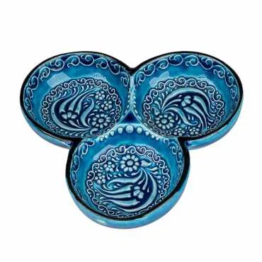 Turkuaz Üçlü Yuvarlak Çerezlik Büyük 21 Cm - Standart - 2
