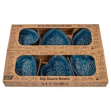 Turquoise Six Piece Boxed Heart Snack Bowl Set - Standart - 2