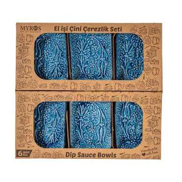 Turquoise Six Piece Boxed Rectangular Snack Bowl Set - Standart - 2