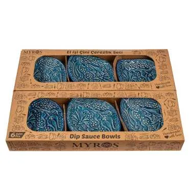 Turquoise Six Piece Boxed Leaf Snack Bowl Set - Standart - 2