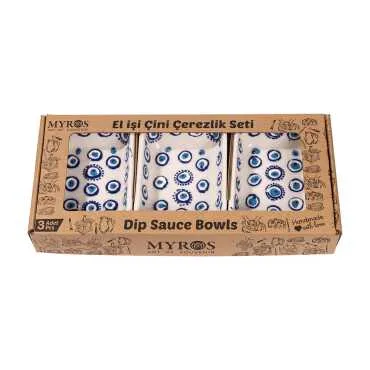 Embossed Evil Eye Triple Boxed Rectangular Snack Bowl - Standart - 2