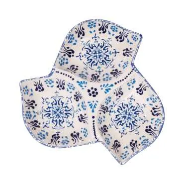 Mavi-Beyaz Üçlü Yaprak Çerezlik 22,5 Cm