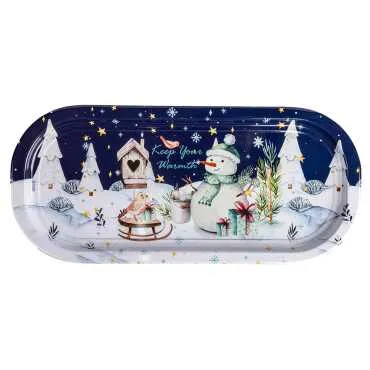 Yılbaşı Temalı Oval Tepsi (35X16 Cm)
