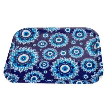 Nazar Themed Large Rectangular Metal Tray 295x225 Cm - Standart - 2