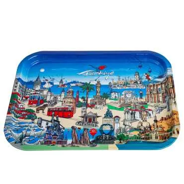 Türkiye Themed Large Rectangular Metal Tray 295x225 Cm - Standart - 2