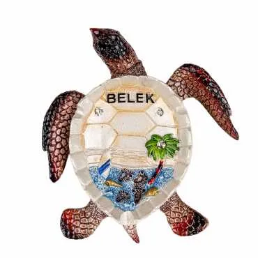 Belek Themed Mother of Pearl Stone Decorated Large Polyester Turtle Ashtray 13.5*12 cm