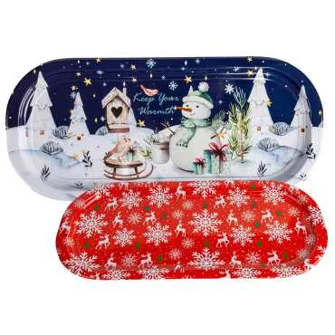 Christmas Themed Oval Tray 35x16 cm - 4