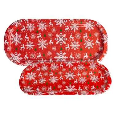 Christmas Themed Oval Tray 35x16 cm - 5
