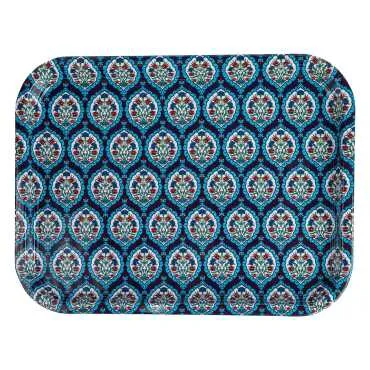 Iznik Themed Large Rectangular Metal Tray 295x225 Cm - 3