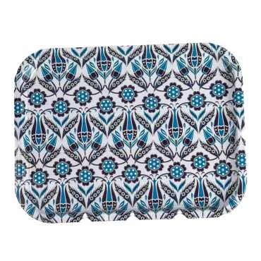 Iznik Themed Large Rectangular Metal Tray 295x225 Cm - 4