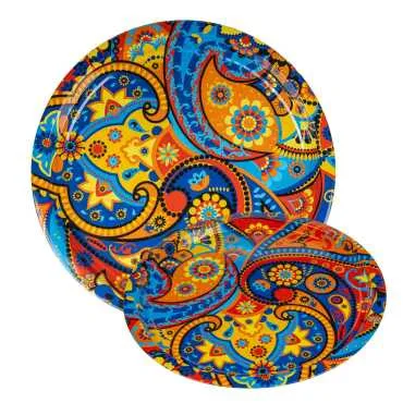 Mandala Themed Round Metal Tray 28 cm - 3