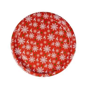 Christmas Themed Round Metal Tray 28 cm - 3