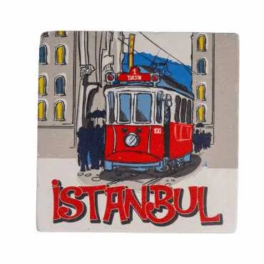 İstanbul Themed UV Printed Square Coaster 80 mm - 8