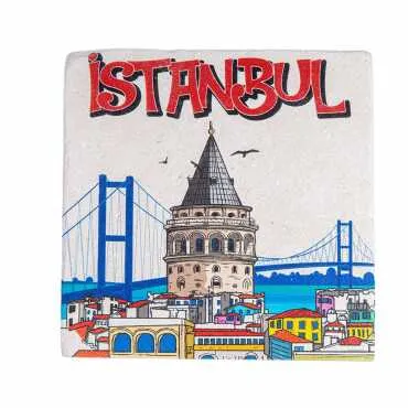 İstanbul Themed UV Printed Square Coaster 80 mm - 9