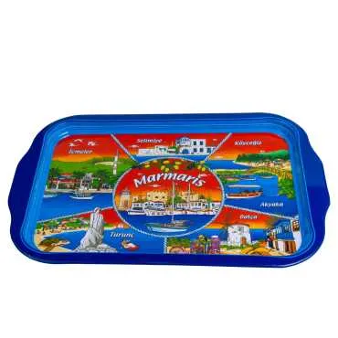 Toptan Marmaris  Temalı Tepsi Çift Yön Baskılı 23*30 CM - 2