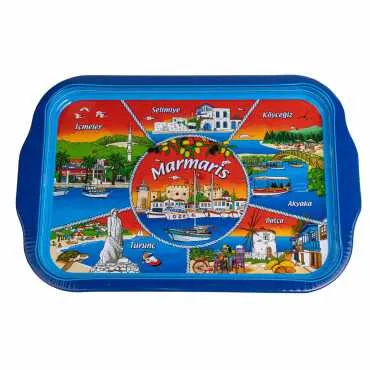Toptan Marmaris Temalı Tepsi Çift Yön Baskılı 23*30 CM