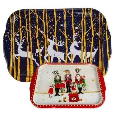 Christmas Themed Large Rectangular Metal Tray 295x225 Cm - 2