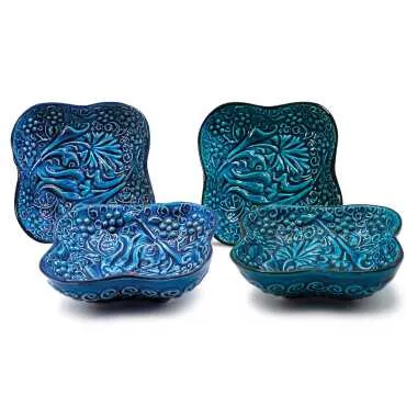 Turquoise Six Piece Boxed Clover Snack Bowl Set - Standart - 3