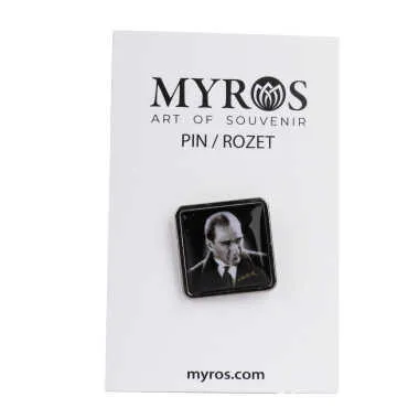 Atatürk Themed Myros Metal Square Badge 18x18 mm