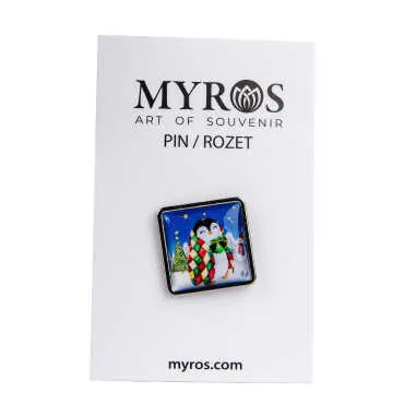 Christmas Themed Myros Metal Square Badge 18x18 mm