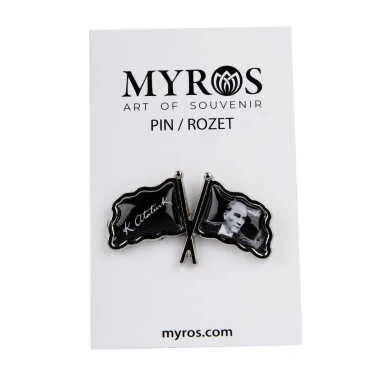 Christmas Themed Myros Double Flag Pin 35x20 mm
