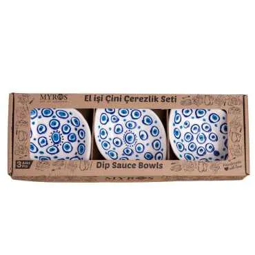 Embossed Evil Eye Leaf Snack Bowl Set of 3 in Gift Box