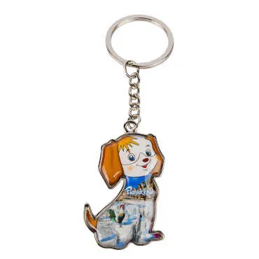 Pamukkale Themed Dog Shaped Metal Keychain - Standart - 2