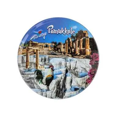 Pamukkale Themed Myros Metal Coaster 90 mm