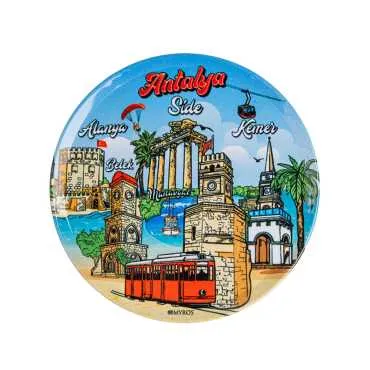 Antalya Themed Myros Set of 2 Metal Coasters 9 cm - 5