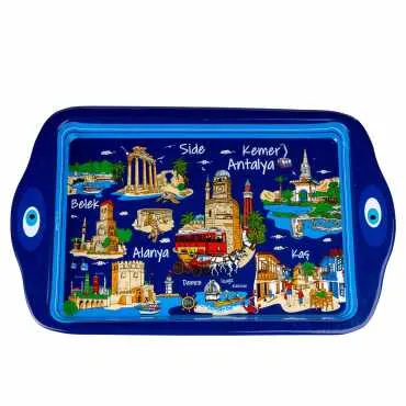 Antalya Region Themed Mini Metal Tray Double Sided Print 25x16 cm