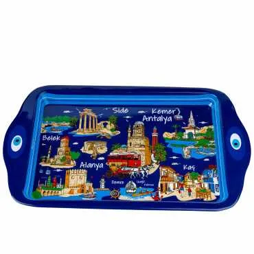 Antalya Region Themed Mini Metal Tray Double Sided Print 25x16 cm - Standart - 2