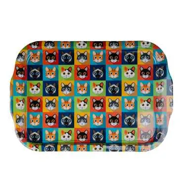 Cat Themed Double Sided Printed Tray 23x30 cm