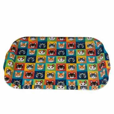 Kedi Temalı  Çift Yön Baskılı Tepsi 23*30 Cm - Standart - 2