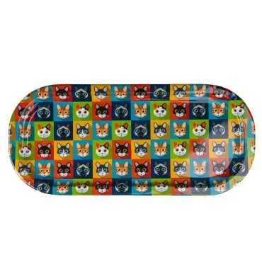 Cat Themed Oval Tray 35x16 cm