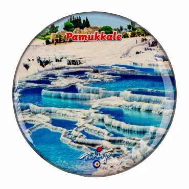 Pamukkale Temalı Myros Yuvarlak Magnet 67 mm