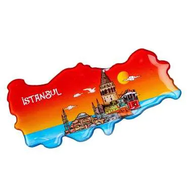 Istanbul Themed Myros Turkey Map Refrigerator Magnet - 5