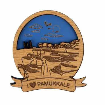 Pamukkale Temalı Myros Ahşap Magnet