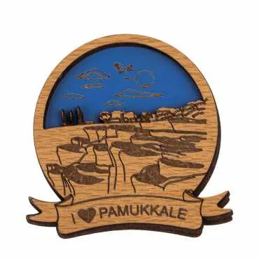 Pamukkale Temalı Myros Ahşap Magnet - 6