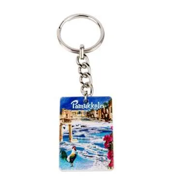 Pamukkale Temalı Uv Baskılı Dikdörtgen Anahtarlık 31x106 mm