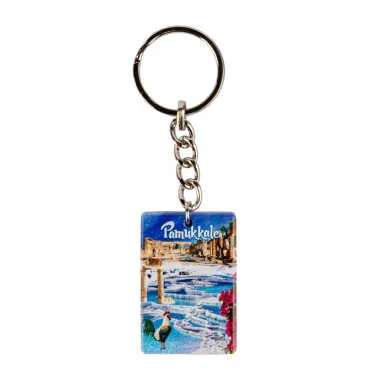 Pamukkale Temalı Uv Baskılı Dikdörtgen Anahtarlık 31x106 mm - Standart - 2