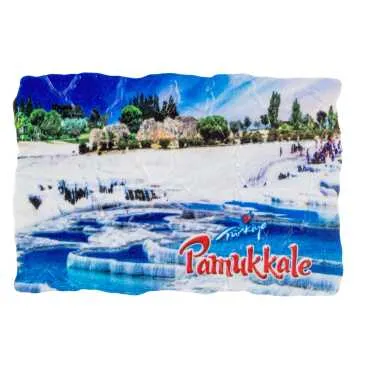 Pamukkale Themed UV Printed Mosaic Refrigerator Magnet 80x50 mm