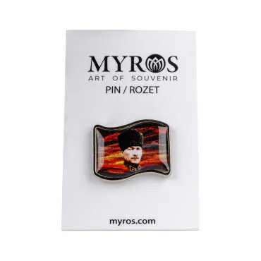 Atatürk Themed Myros Metal Flag Pin 25x20 mm - 4