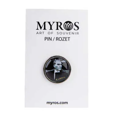 Atatürk Themed Myros Metal Round Badge 18 mm - 5