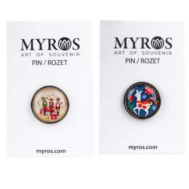 Christmas Themed Myros Metal Round Badge 18 mm - 2
