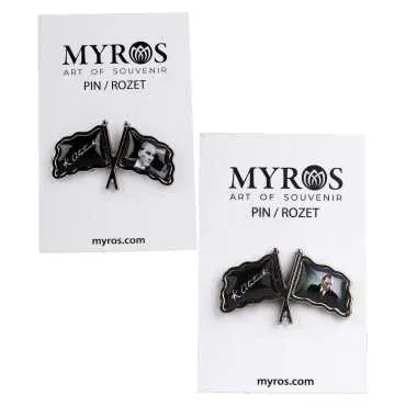 Christmas Themed Myros Double Flag Pin 35x20 mm - 2