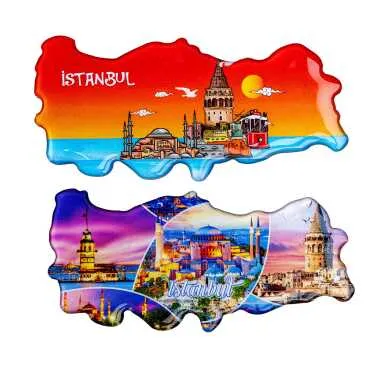 Istanbul Themed Myros Turkey Map Refrigerator Magnet - 2